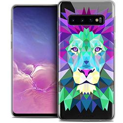 Caseink fodral för Samsung Galaxy S10 (6.1) fodral [kristallgel HD polygon djurserie - mjuk - ultratunn - tryckt i Frankrike] lejon