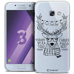 Caseink - Beschermhoes voor Samsung Galaxy A3 2017 (A320) [Crystal Motief HD Collectie Kerstmis 2017 Design Cerf Hipster - Rigide - Ultra dun - Gedrukt in Frankrijk]