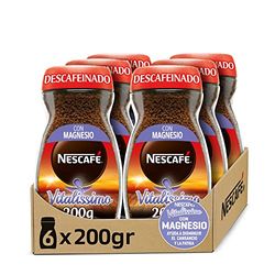 NESCAFÉ VITALISSIMO DESCAFEINADO con magnesio, café soluble descafeinado, frasco de vidrio, Pack de 6 x 200 g