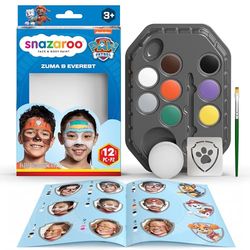 Snazaroo 1172234 Set trucco Zuma & Everest - 8 colori per viso e corpo a base d'acqua con spugna, pennello, stencil, istruzioni