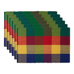 DII Basic Everyday Conjunto de toalhas de mesa individuais caneladas 100% algodão, 13 x 19 polegadas, quadros de verão, 6 peças