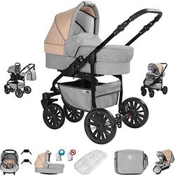 Friedrich Hugo PCS_BERLIN-DE-GEL-GS-04 Friedrich Hugo Berlin, 3-in-1 combi-kinderwagen, GEL banden, grijs