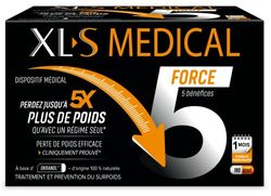 XL-S MEDICAL Force 5 - Une aide à la perte de poids efficace cliniquement prouvée (1) - Aide à perdre jusqu'à 5 x plus de poids qu'avec un régime seul (1) - Boîte de 180 Gélules pour 1 mois