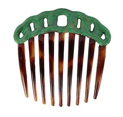 Caravan – Smalto Verde francese decorato guscio di tartaruga design a corda Twist pettine