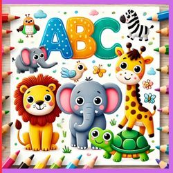 Coloring Book ABC (English and Spanish): Educational coloring pages with animals and alphabet for children 2-6 years
