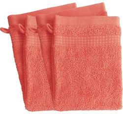 Lot de 4 Gants de Toilette - 100% Coton - 450 GR/m2 - Corail