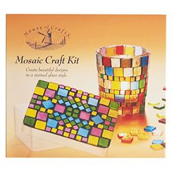 House Of Crafts Mosaic Craft, Single Craft Kit Set, Multicoloured, Includes Candle Glass, Trinket Box, Crystaline Mosaic Pieces, Powdered Grout, Tweezers, PVA Glue, Glue/Grout Spreader, Instructions