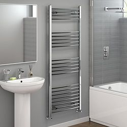 iBathUK 1600 x 600 Curved Heated Towel Rail Chrome Bathroom Radiator NC1600600