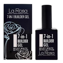 LaRosa GEL ONGLE UV Construction 7 en 1 en Flacon BUILDER GEL Fortifiant 15ml - BLANC LAITÉ AVEC PAILLETTES
