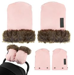 Guantes MoMi para empujar cochecitos y sillas de paseo. Calentadores de manos con forro polar suave, pelo extraíble, cálidos e impermeables, fijados con botones a presión