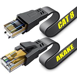 Cavo Ethernet Cat 8, cavo di rete Internet piatto ad alta velocità da 30M, cavo LAN professionale, 2000 Mhz 40 Gbps con connettore RJ45 placcato in oro, schermato a parete, per interni ed esterni