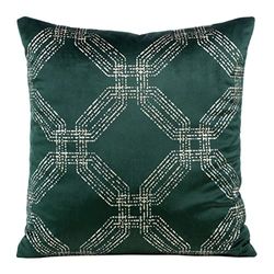 Eurofirany Eleganta sammetsörngott, dekorativa kuddar med tryck, 45 x 45 cm, överdrag, sammetsörngott, mjuk soffkudde, sexkantigt mönster, mörkgrön