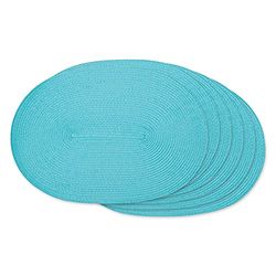 DII Classic Woven Tabletop Collection Lot de 6 Sets de Table ovales pour intérieur/extérieur 30,5 x 45,7 cm Turquoise