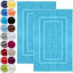 NatureMark Confezione da 2 tappetini da bagno e doccia, in 100% cotone, da 50 x 80 cm, di colore Turchese
