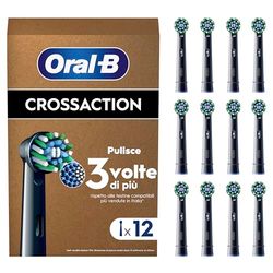 Oral-B Testine Di Ricambio x Spazzolino Elettrico Pro Cross Action Nere. 12 Testine. Confezione Adatta Alla Buca Delle Lettere