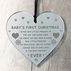 RED OCEAN Décoration de Noël pour bébé Fille en Forme de cœur gravé Cadeau Souvenir