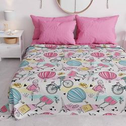 PETTI Artigiani Italiani - Spring Summer 265 x 260 Children's Bedspread for Boys and Girls Two Seater Lightweight Blanket Paris Chic Pattern, 100% Made in Italy
