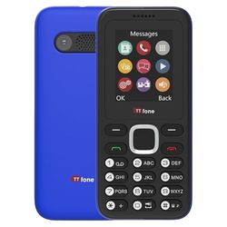 TTfone TT150 Unlocked Basic Mobile Phone UK Sim Free with Bluetooth, Long Battery Life, Dual Sim with camera and games, easy to use, Pay As You Go (EE, with £0 Credit, Blue)