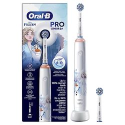 Oral-B Spazzolino Elettrico Ricaricabile Junior Frozen +6 Anni, Sensore di Pressione, Insegna un Corretto Spazzolamento, Utilizzabile con Disney Magic Timer, 2 Testine, 1 Spazzolino, Idea Regalo