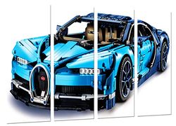 Cuadro Moderno Fotografico Coche Deportivo, Bugatti Chiron, Azul, 131 x 62 cm, Ref. 27264