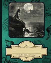 Vintage Mermaid Composition Notebook: College Ruled, Lined | Perfect for school, as gift |: 120 pages, matte soft cover