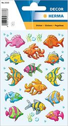 HERMA 3333 Stickers Fish Sea Small Large, 42 Pieces, Animal Stickers with Fish Motif, Children's Labels for Photo Album, Diary, Poetry Album, Scrapbooking, Birthday Decoration, Letters, DIY Crafts
