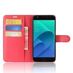 Funda para ASUS ZenFone 4 Selfie Pro ZD552KL Faux Cuero Billetera con Stand Función Carcasa para ASUS ZenFone 4 Selfie Pro ZD552KL (Rojo)