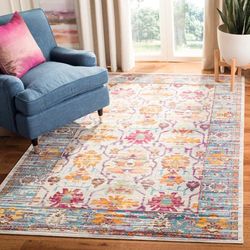 Safavieh Tapis Multifonction intérieur/extérieur en polypropylène tissé Crème/Bleu Sarcelle 200 x 300 cm