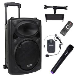 DYNASONIC DYNAPRO 12 Plus professionell bärbar Bluetooth-högtalare, kraftfull 700 W Bluetooth-högtalare 2 Karaoke-mikrofoner och surfplattehållare