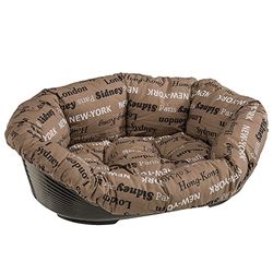 Ferplast SOFA' 2 Hondenbed, hondensofa, kattenbed, hondenmat, kunststof mand met wasbaar gevoerd hondenkussen, 52 x 39 x 21 cm