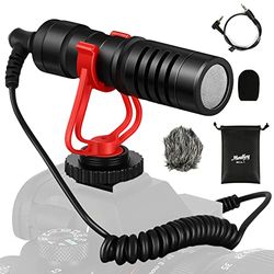 Microfono Video, Moukey Microfono per Fotocamera con Supporto Antiurto, Parabrezza, Microfono Professionale per Fucile per iPhone, Smartphone Android, Fotocamera DSLR e Videocamera, MCM-1