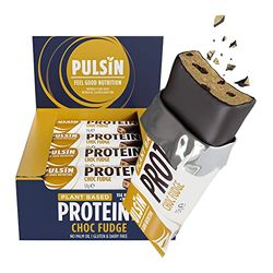 Pulsin - Choc Fudge Vegan Protein Bars - 12 x 57g - 14.8g Protein, 13.9g Fibre, 227 Kcal Per Serving - Gluten Free, Palm Oil Free and Dairy Free Snack Bar