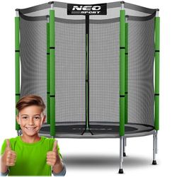 Neo-Sport Trampoline d'extérieur pour Enfants avec Filet de sécurité Externe 140 cm Noir/Vert