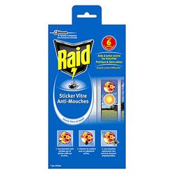 Raid Stickers Vitre Anti-Mouches, Efficacité 4 Mois, Formes Fleur et Soleil, Insecticide X 6 - Lot de 4 - 7,68 g