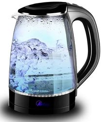ARDES - AR1K47 Bollitore Elettrico in Vetro Borosilicato - Bollitore Acqua Elettrico Capacità 1,8L con Arresto Automatico - Bollitore Elettrico Senza Fili Base di Rotazione a 360° - Acqua Tisane Tè
