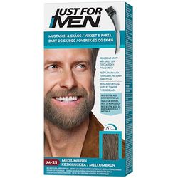 Just For Men Mustasch- Och Skäggfärg Mellanbrun, Eliminerar Grått Hår För En Tjockare Och Fylligare Look - M35