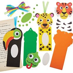 Baker Ross FX558 Regenwoud Dieren Bladwijzer Sets - Set van 8, Schuim Knutsel Sets voor Kinderen