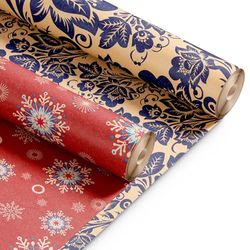 Kraft & Co 2 Pack Christmas Wrapping Paper Roll - Festive Designed Recyclable Kraft Paper, Perfect for Holiday Gifts, Arts & Crafts-Wrapping for a Merry Christmas (44.5cm x 25m) (Wonderland)