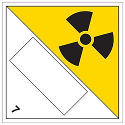 VSafety "Radioactive 7 UN Substance Numbering..." skylt, (paket med 3), 250mm x 250mm, 3