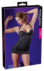 Cottelli Collection Party Dress - Elegant Halterneck Mini Dress for Her Short Dress with Lined Balconette Bra Pads Bodycon Shiny Fabric Black