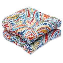 Pillow Perfect Ummi 566450 Lot de 2 Coussins de siège touffetés pour intérieur/extérieur (Dossier Rond), Multicolore