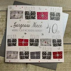 WHITE COTTON CARDS Carte d'anniversaire Faite à la Main avec Inscription « Wishing You a Wonderful Gorgeous Niece » pour 40e Anniversaire Blanc