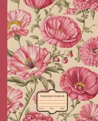 Pink Vintage Flower Botanical Illustration Composition Notebook College Ruled