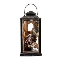 Mistero di 1 pezzo Nascita Stile Classico All'interno di una candela in Resina con luce Dipinta a Mano 17x17x36 cm