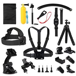 Kuptone 25 IN 1 Kit accessori per Gopro Hero 11 10 9 8 7 6 Gopro Max, Gopro Fusion, Insta360, DJI Osmo Action/Action 2, AKASO
