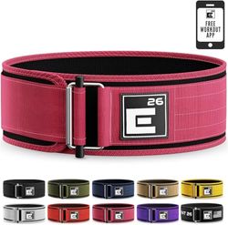Element 26 Zelfvergrendelende gewichtheffende riem premium gewichtheffen riem voor serieuze functionele fitness gewichtheffen en Olympische hefsporters Deadlift trainingsriem (medium Miami roze)