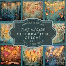 Hearts and Lights: Celebration of Love: Scrapbook, craft, decoupage paper, 20 double-sided sheets, 20 designs, 6''x 6''