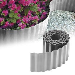 GARDENIX Bordure de lit en Carton ondulé Bordure de Jardin en Plastique Longueur 9 m, Hauteur 10 cm, Gris Clair
