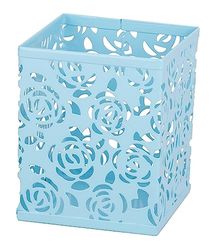 RICOO Stylish Iron Pen Holder B003-HB, Ultimate Desk Organizer for Pens, Makeup Brushes, Keys, 8x8x10 cm, Light Blue