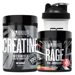 Bundle Warrior Creatine Monohydrate 500g + Rage Watermelon Preworkout 392g + Shaker